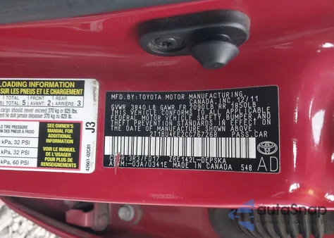 2012 Toyota Corolla S from USA, damaged, VIN 2T1BU4EE2CC767268